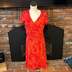 Lands' End Red Paisley Midi Dress